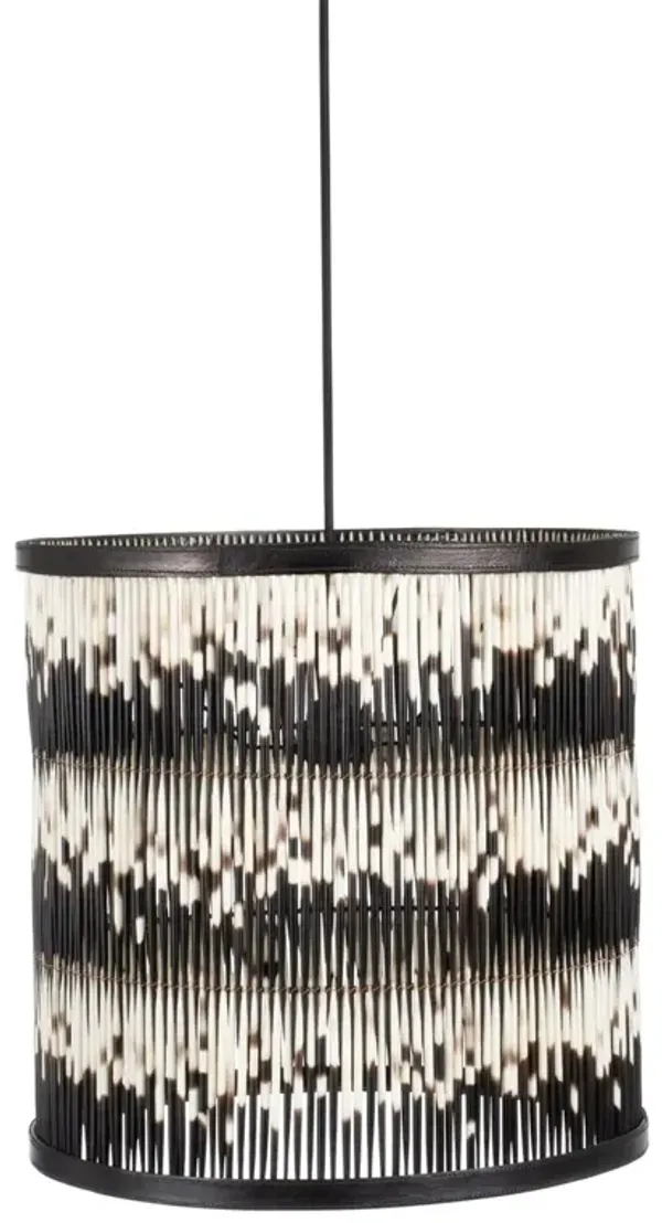 Porcupine Quill Drum Pendant with Leather Trim - Black - Ngala Trading Co.