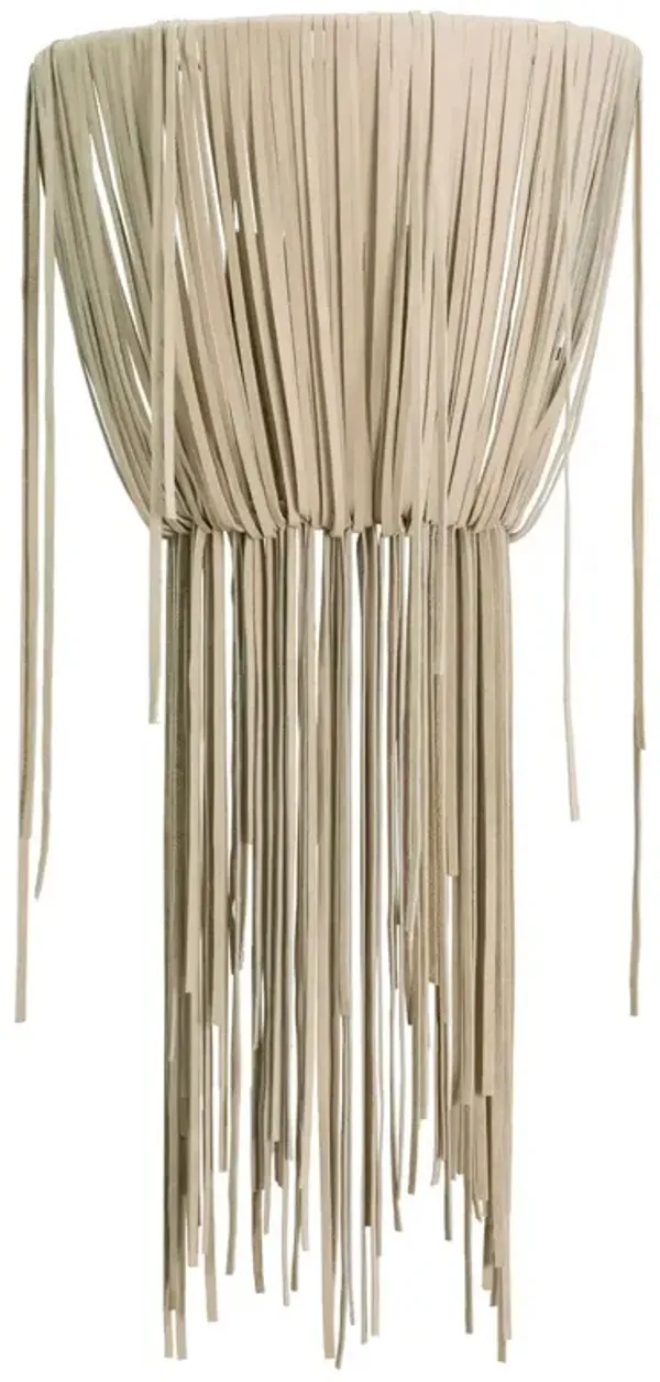 Urchin Leather Fringe Wall Sconce, Cream-Stone