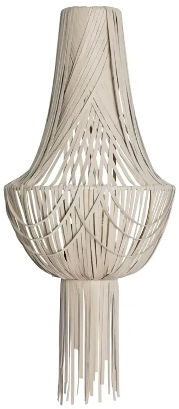 Empire Leather Fringe Wall Sconce, Cream-Stone