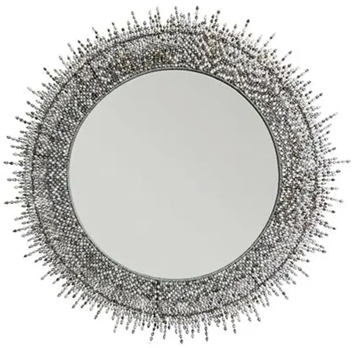 Imfibinga Round Beaded Wall Mirror - Natural/Gray - Ngala Trading Co.