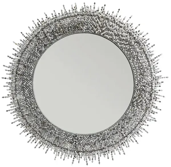 Imfibinga Round Beaded Wall Mirror, Natural/Gray
