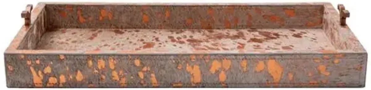 Cow Hide Rectangle Tray - Metallic Copper - Ngala Trading Co. - Brown