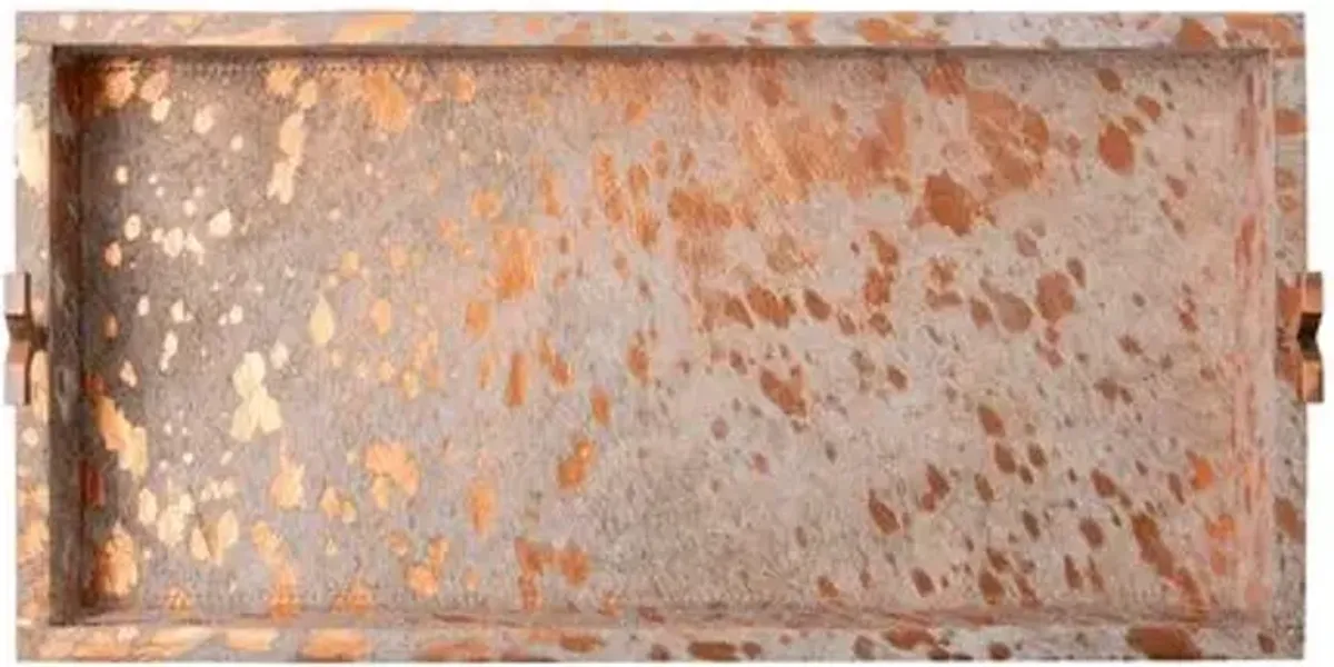 Cow Hide Rectangle Tray - Metallic Copper - Ngala Trading Co. - Brown