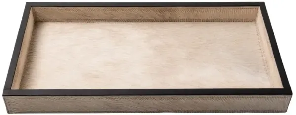 Cow Hide Rectangle Tray, Cream