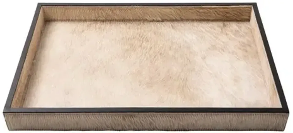 Cow Hide Rectangle Tray - Cream - Ngala Trading Co. - Black