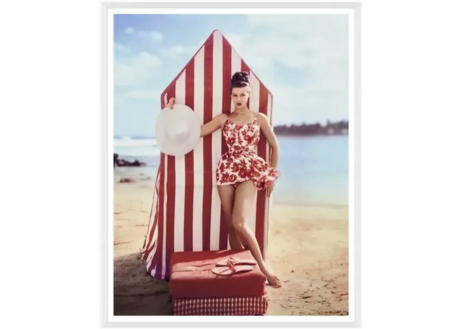 Vogue Magazine - "Model in front of Tent" - Louise Dahl-Wolfe - January 1959 - Soicher Marin - Red