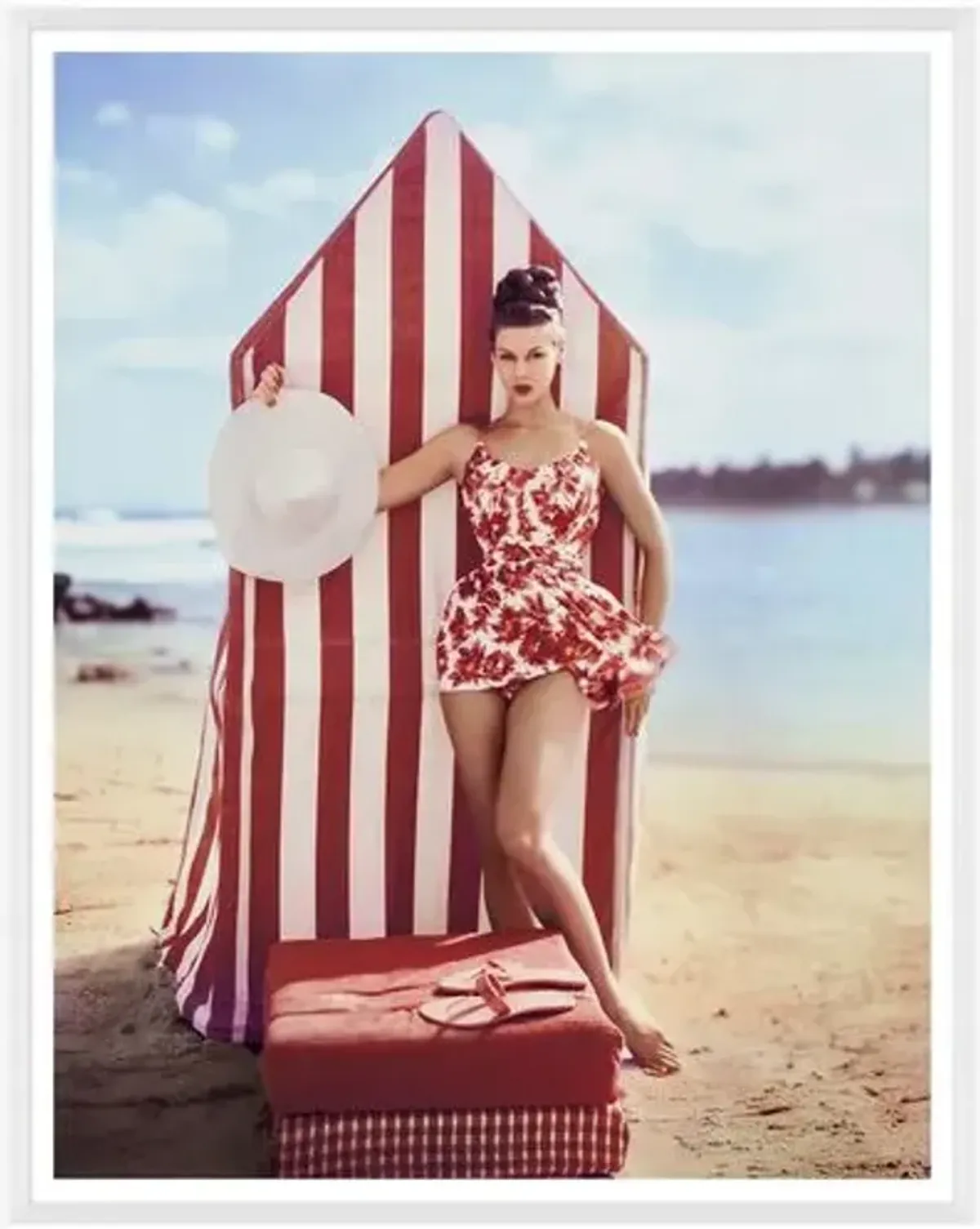 Vogue Magazine - "Model in front of Tent" - Louise Dahl-Wolfe - January 1959 - Soicher Marin - Red