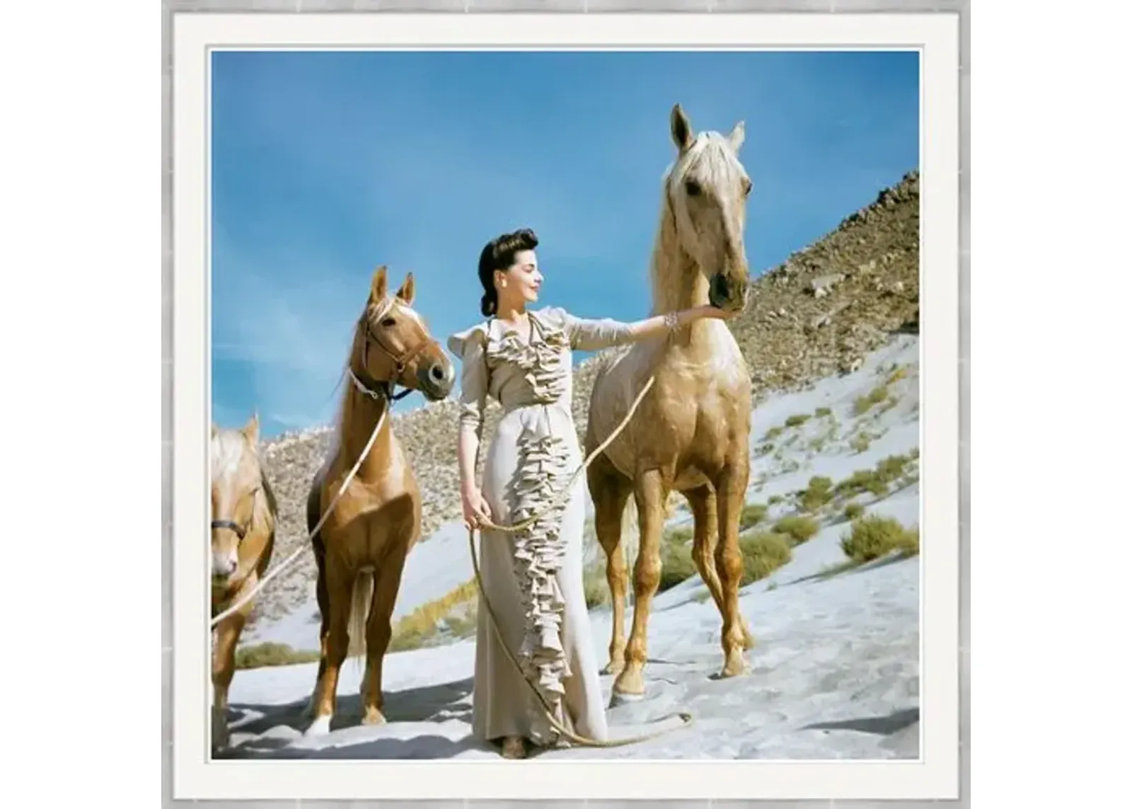 Vogue Magazine - "Model with Two Horses" - Luis Lemus - February 1941 - Soicher Marin - Blue