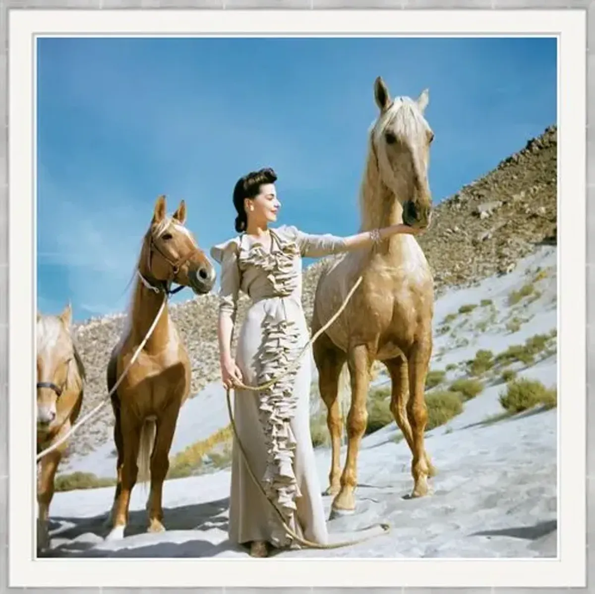 Vogue Magazine - "Model with Two Horses" - Luis Lemus - February 1941 - Soicher Marin - Blue