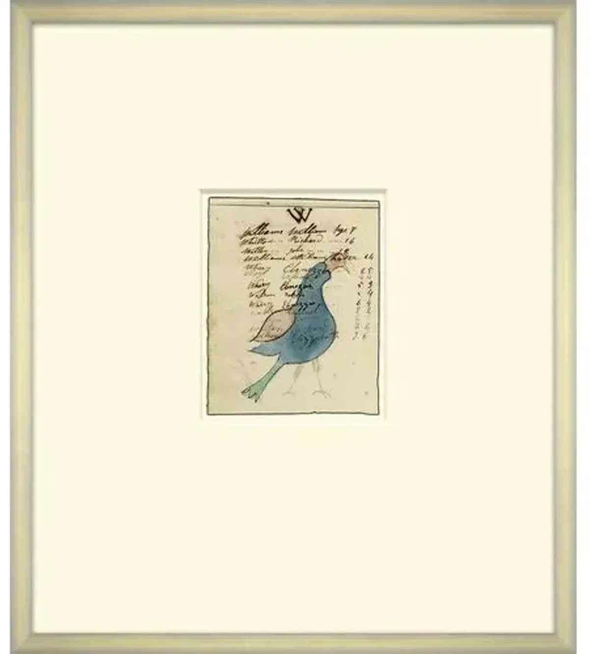 Mennonite Drawing - Blue Bird - Soicher Marin