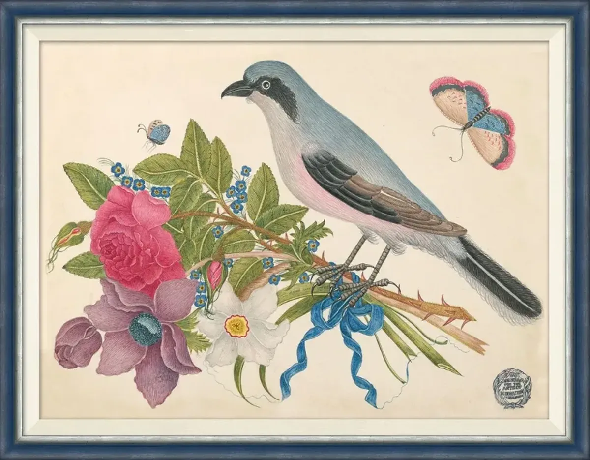 18th Century Floral Bouquets with Birds VIII