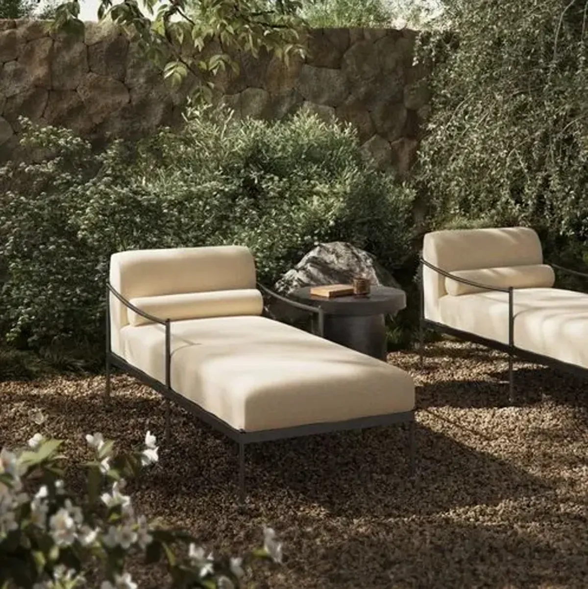 Granger Outdoor Chaise - Bombay Flax - Amber Lewis x Four Hands - Beige - Comfortable, Sturdy, Stylish