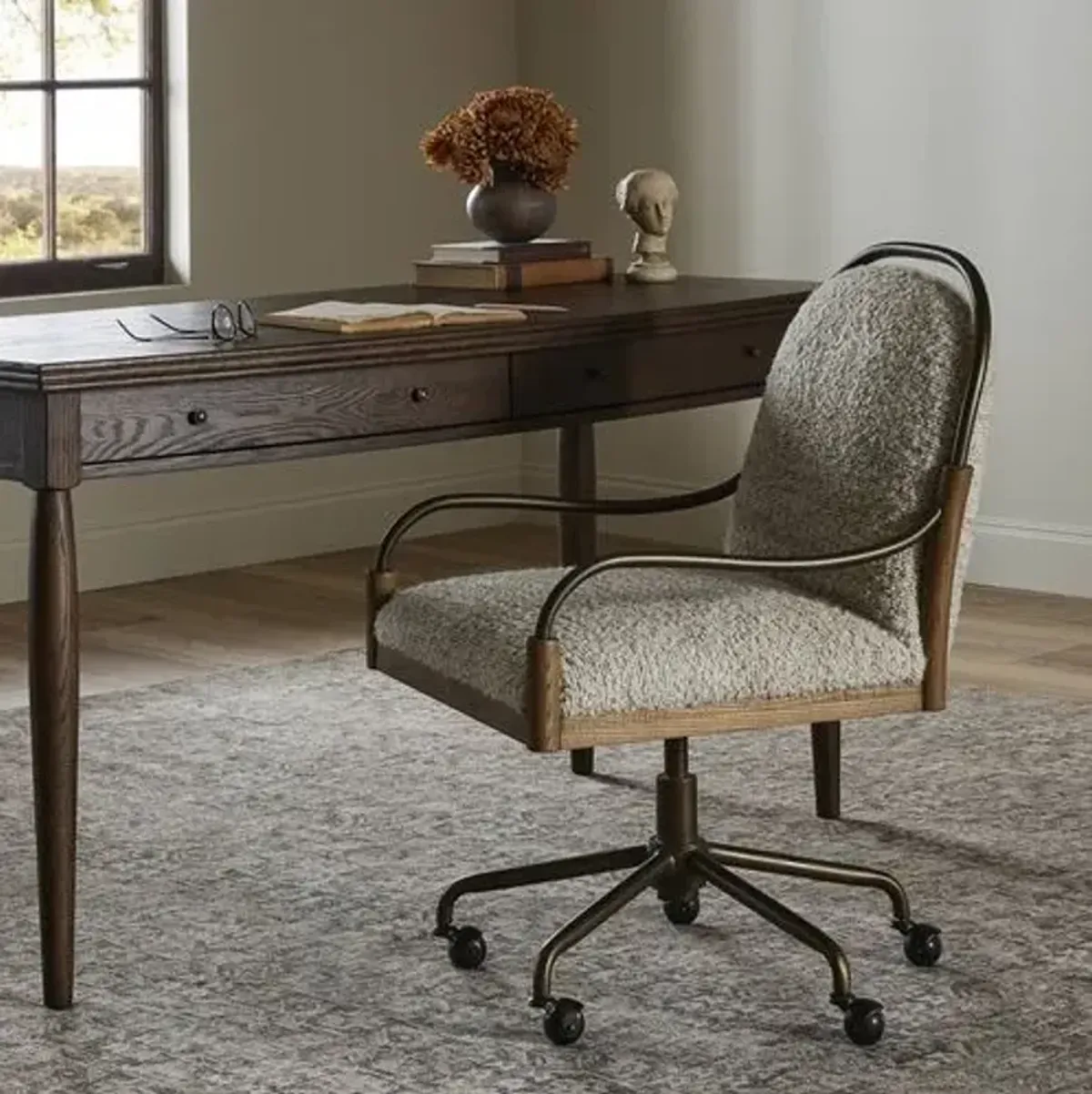 Demi Desk Chair - Ivan Stone Boucle - Amber Lewis x Four Hands - Gray