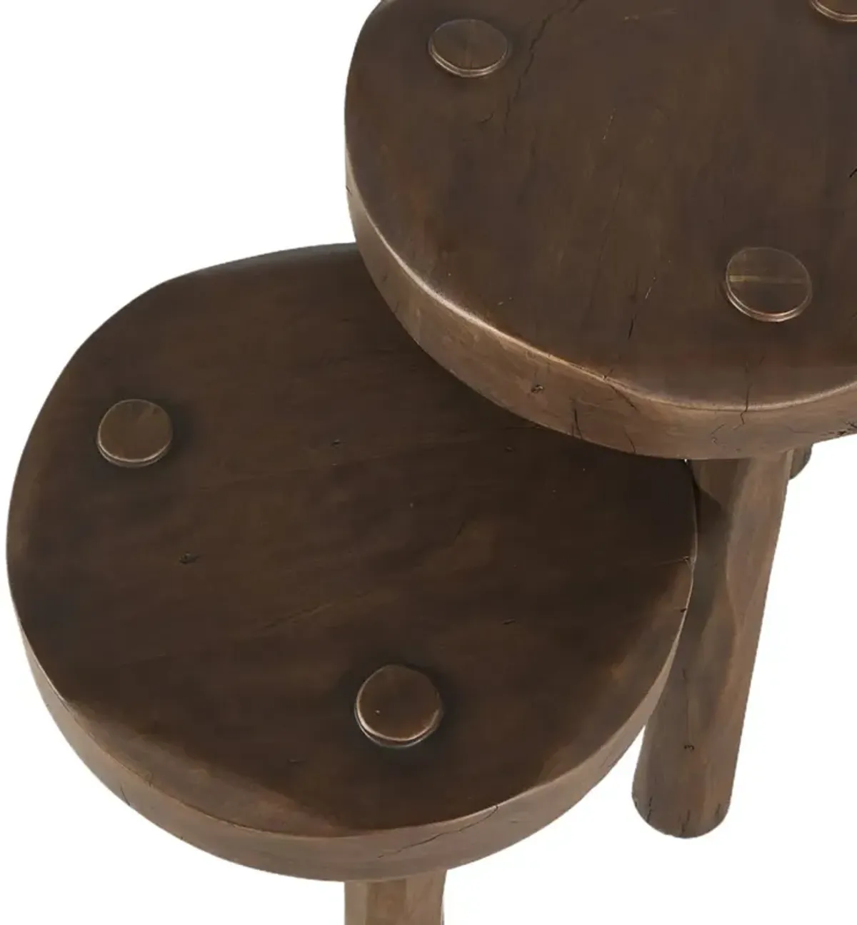 S/2 Maha Nesting Accent Stools, Aged Belgium Bleach
