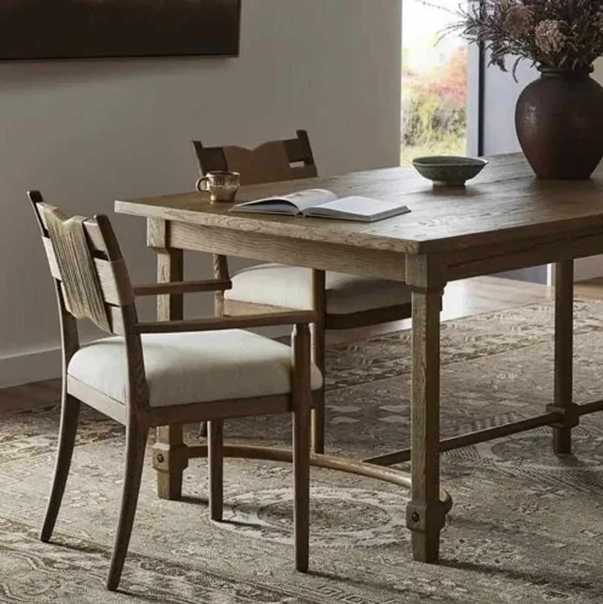 Tova Oak Dining Armchair - Amber Lewis x Four Hands - Beige