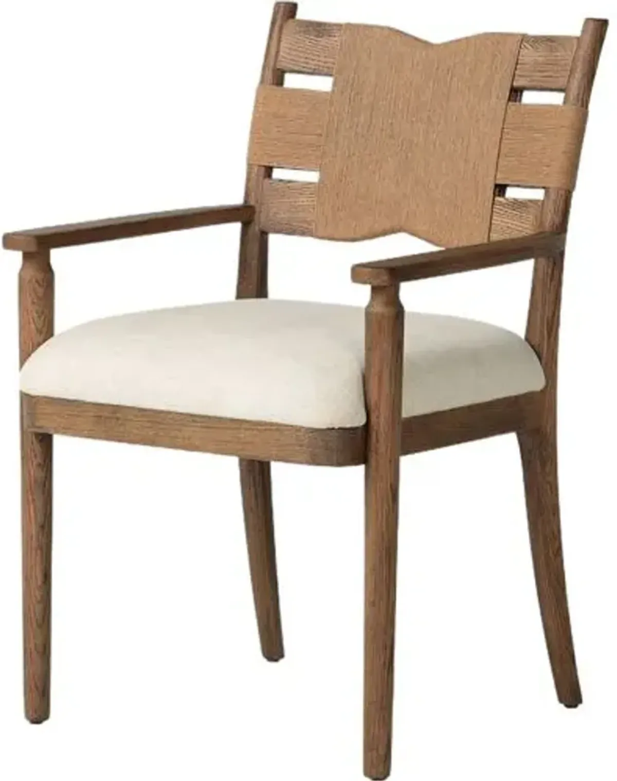 Tova Dining Armchair - Bergamo Parchment Linen/Paper Cord - Amber Lewis x Four Hands - Beige