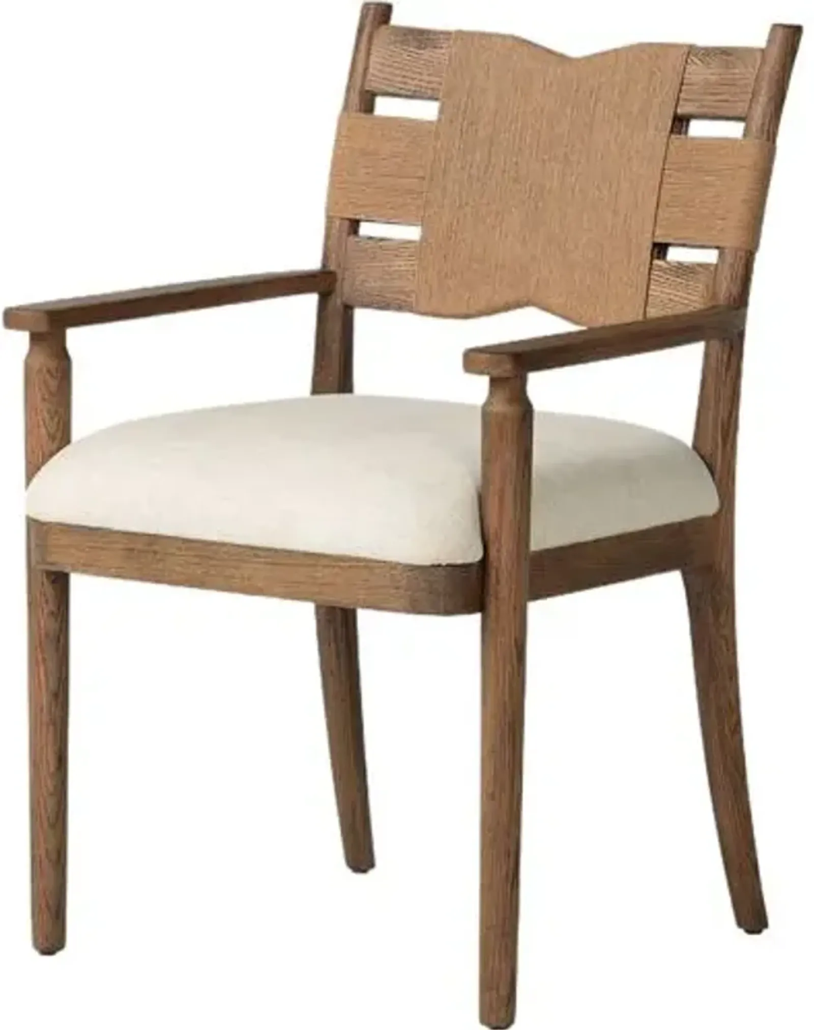 Tova Dining Armchair - Bergamo Parchment Linen/Paper Cord - Amber Lewis x Four Hands - Beige