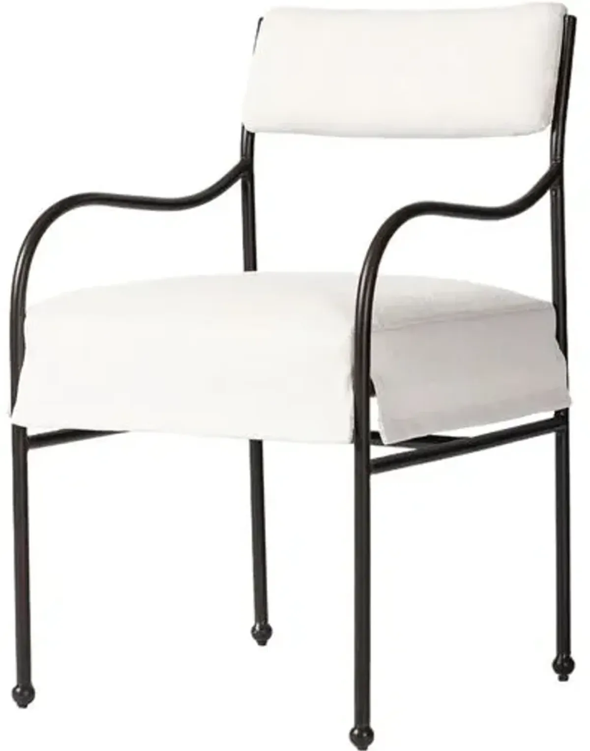 Nevin Outdoor Aluminum Dining Chair - Alessi Linen - Amber Lewis x Four Hands - White