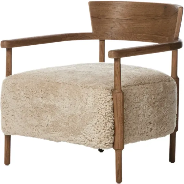 Bennett Accent Chair, Beige Shearling