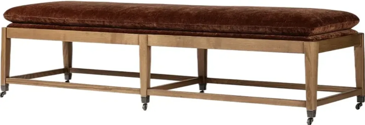 Eleanor Velvet Accent Bench, Altair Sienna