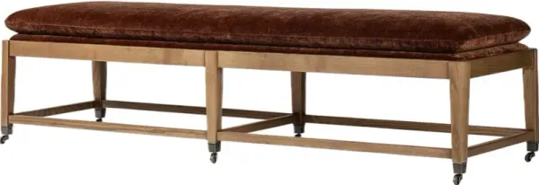 Eleanor Velvet Accent Bench, Altair Sienna
