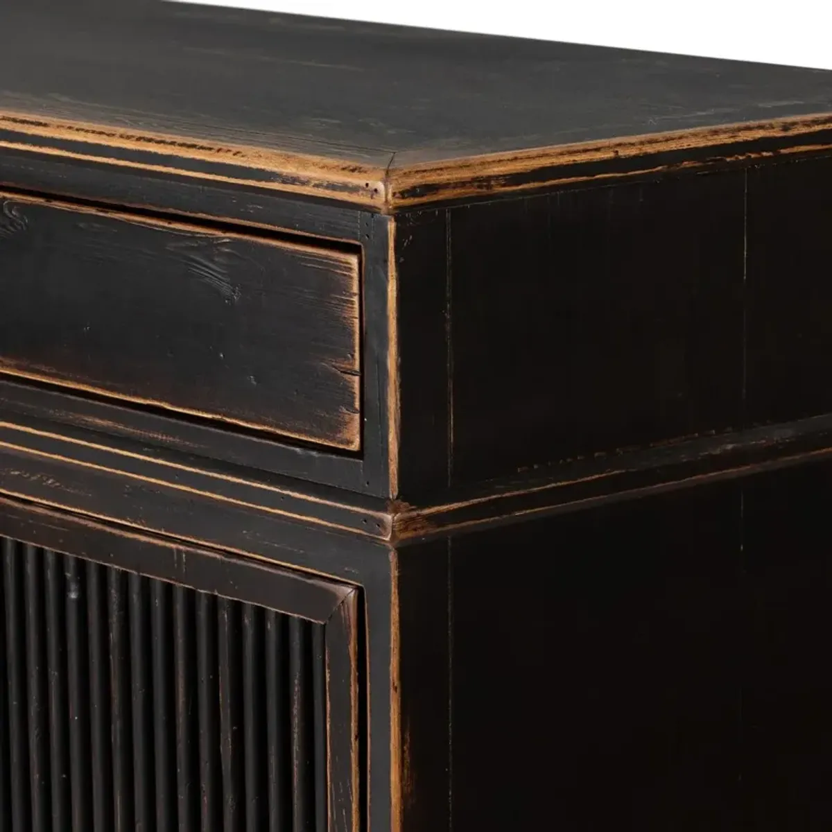 Turner Small Cabinet, Worn Black Pine