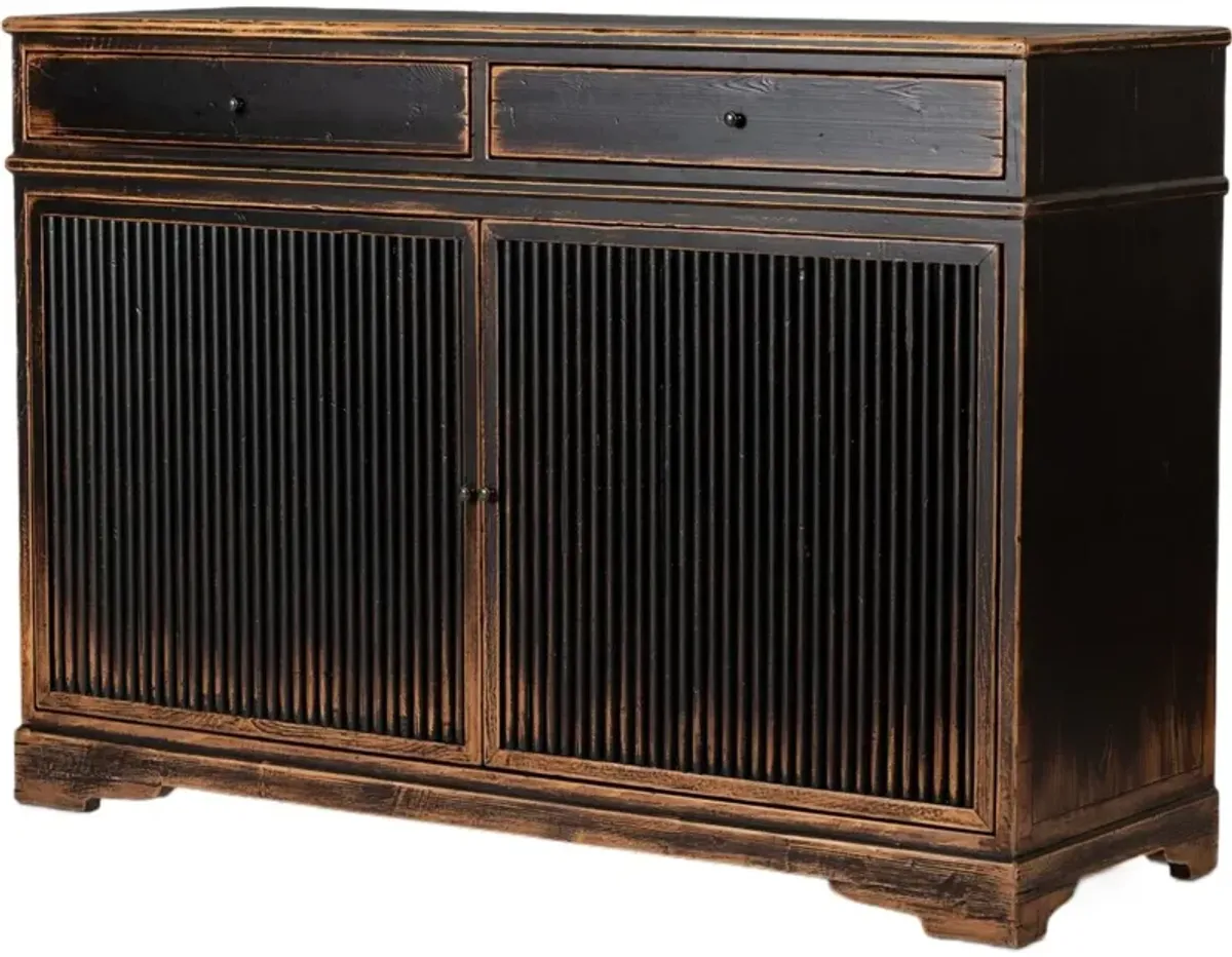 Turner Small Cabinet, Worn Black Pine