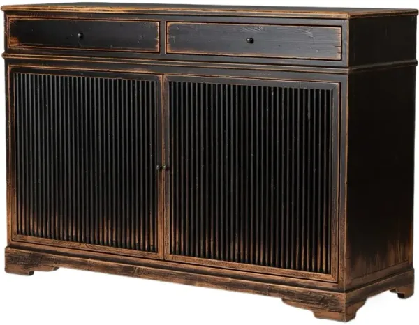 Turner Small Cabinet, Worn Black Pine