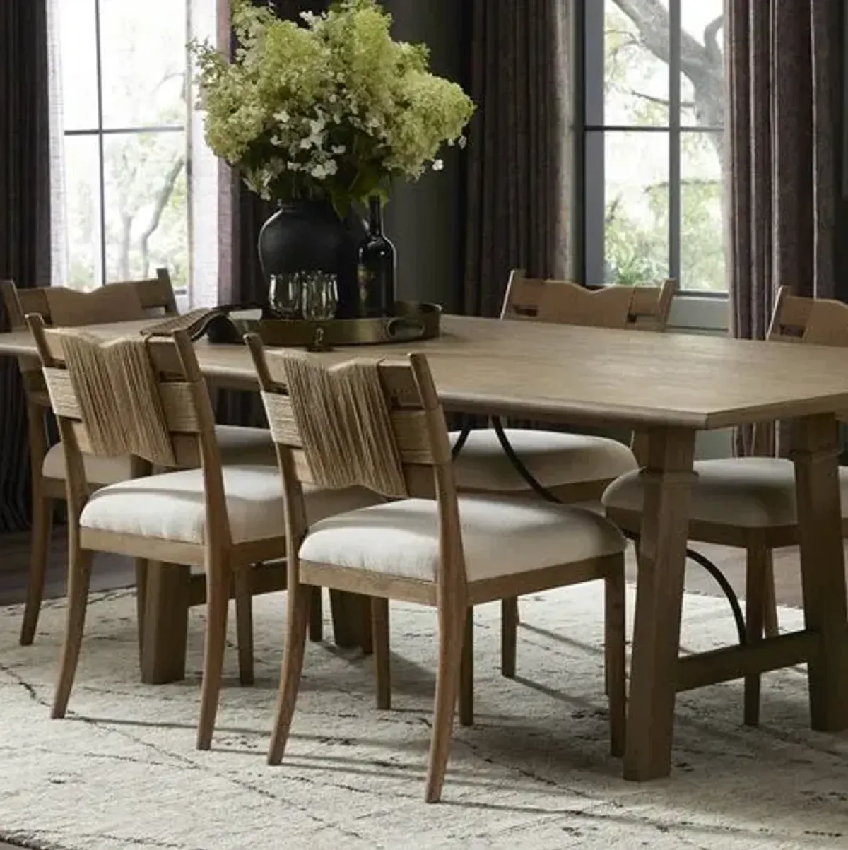 Tova Dining Chair - Bergamo Parchment Linen/Paper Cord - Amber Lewis x Four Hands - Beige