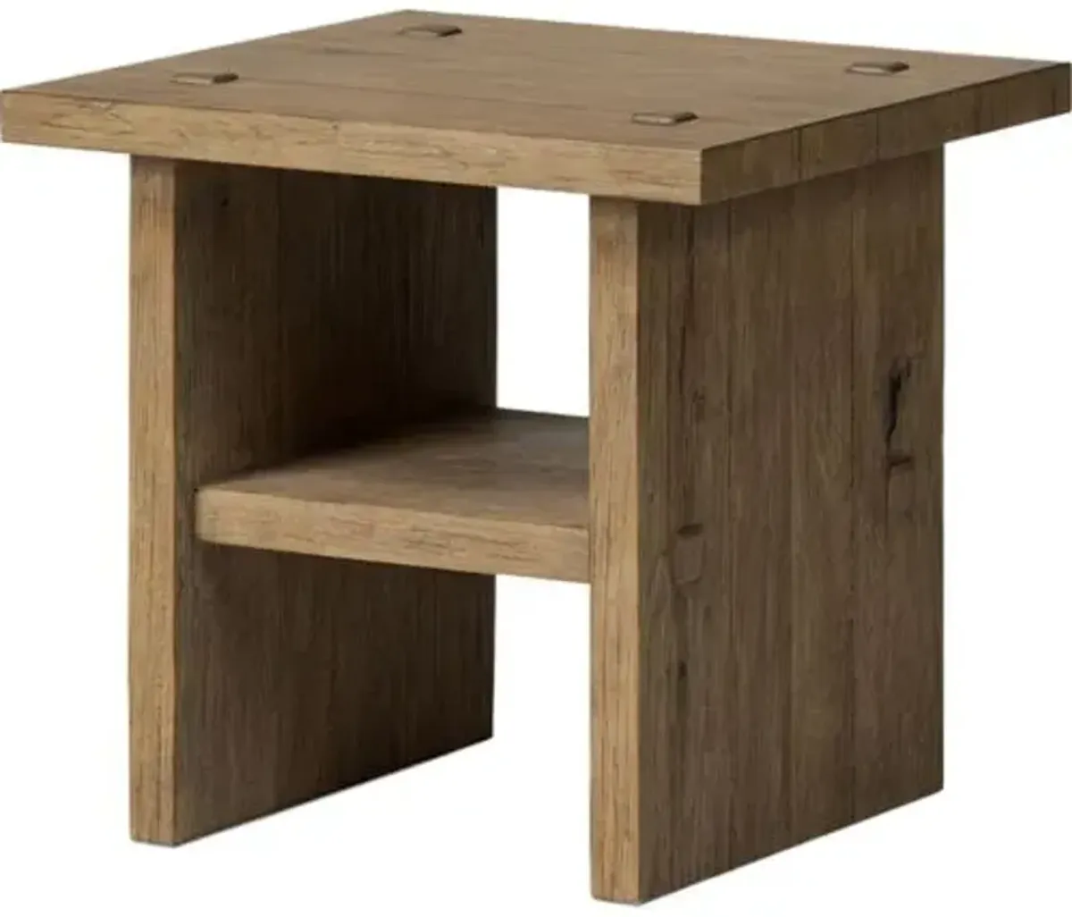 Zeno End Table - Distressed Blonde Oak - Amber Lewis x Four Hands - Brown