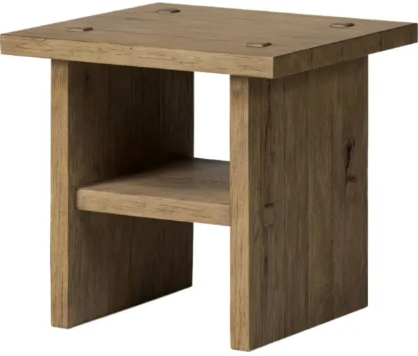 Zeno End Table, Distressed Blonde Oak