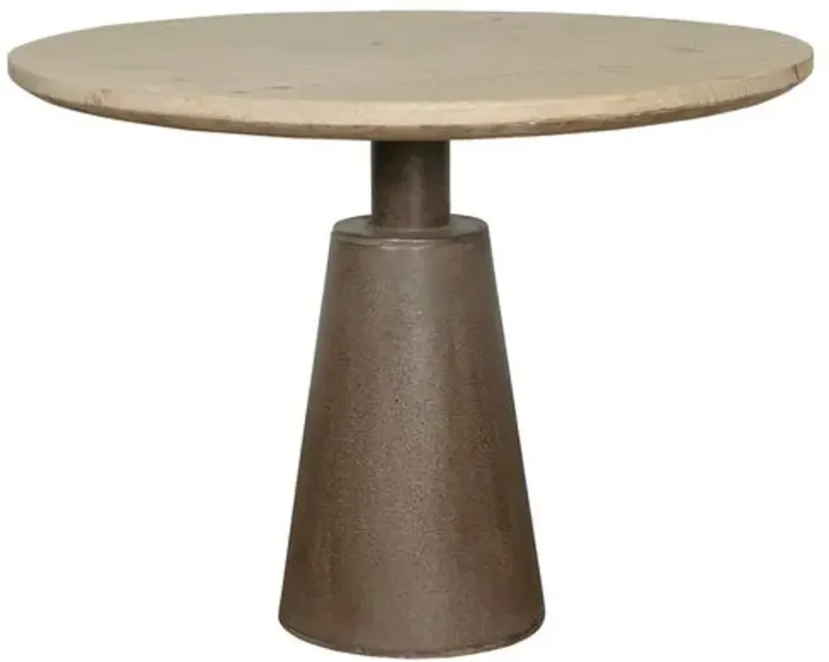 Carlena 39" Round Pedestal Table - Weathered Natural - Handcrafted - Brown