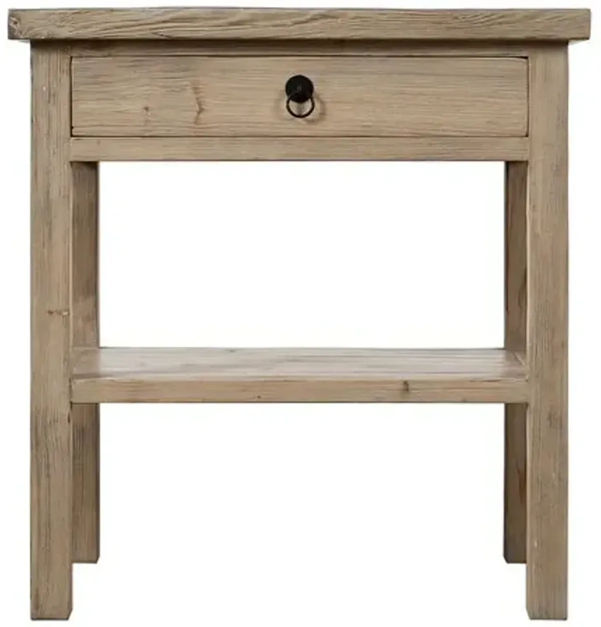 Althea 1-Drawer Side Table - Weathered Natural - Brown