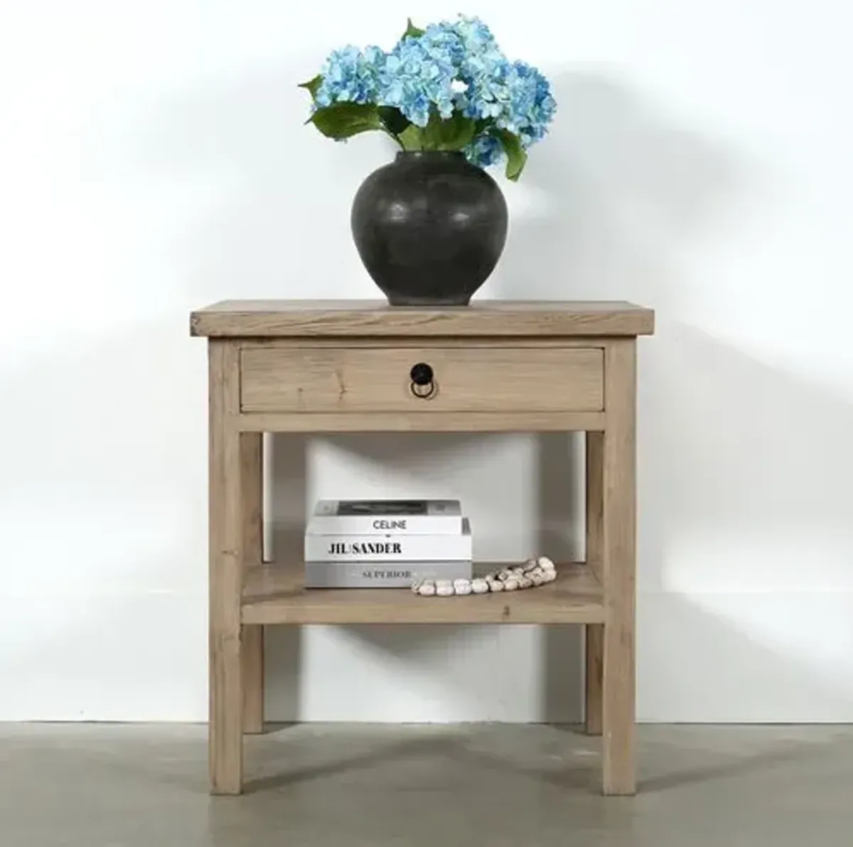 Althea 1-Drawer Side Table - Weathered Natural - Brown