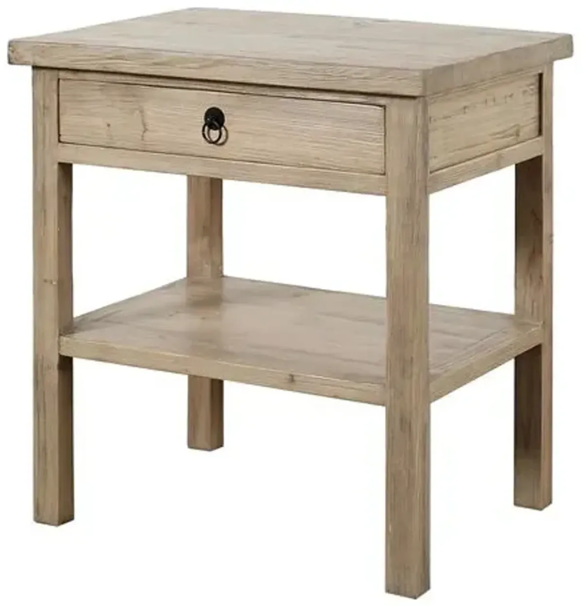 Althea 1-Drawer Side Table - Weathered Natural - Brown