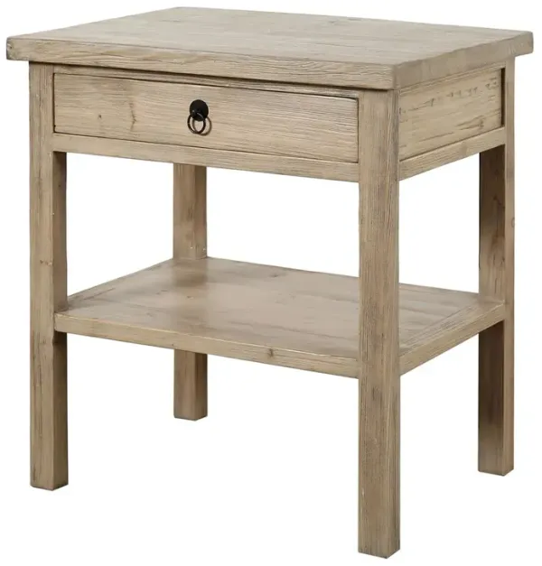 Althea 1-Drawer Side Table, Weathered Natural
