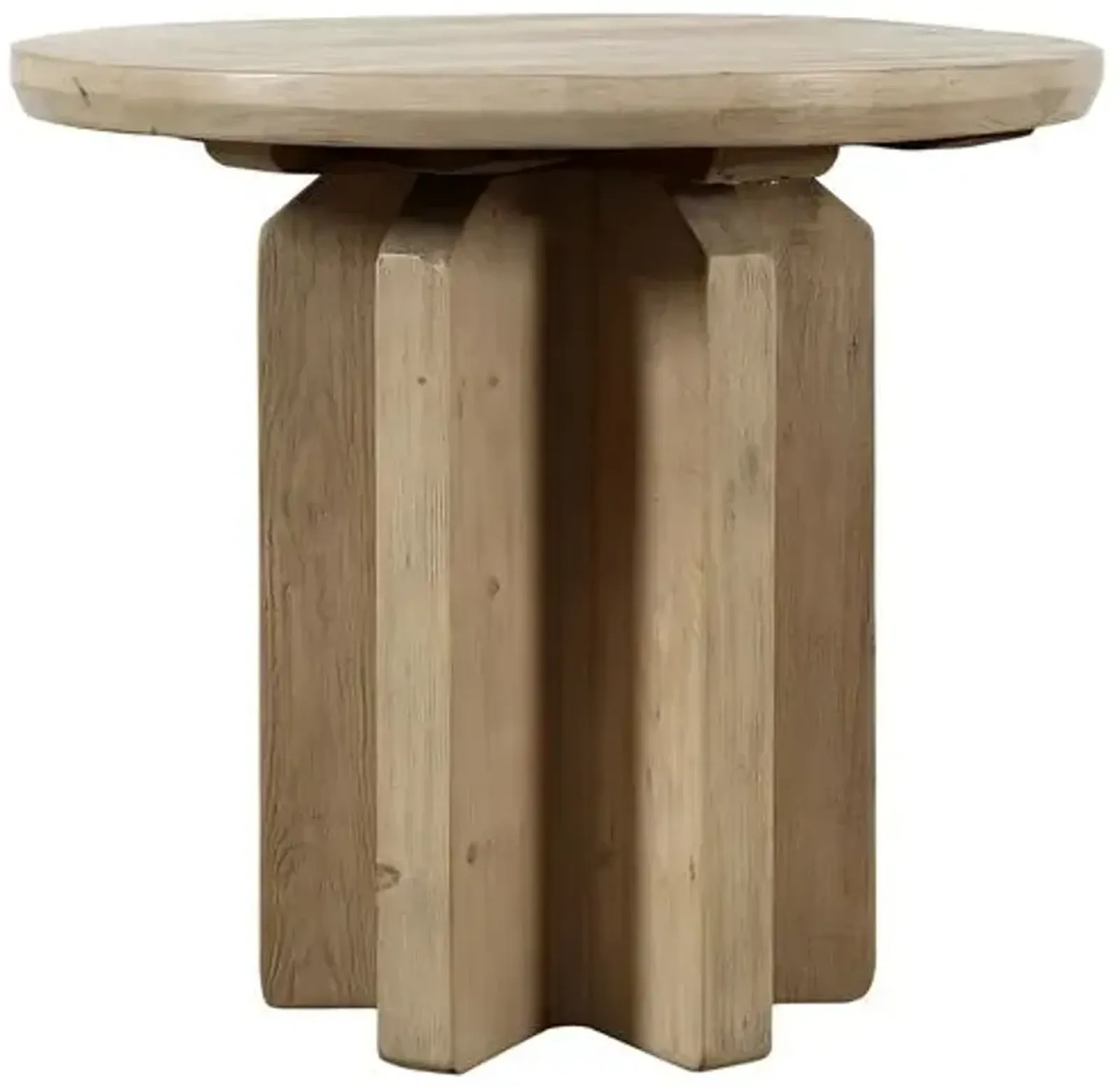 Jovie Round Side Table - Natural Reclaimed Pinewood - Handcrafted - Brown