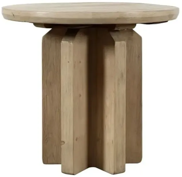 Jovie Round Side Table - Natural Reclaimed Pinewood - Handcrafted - Brown