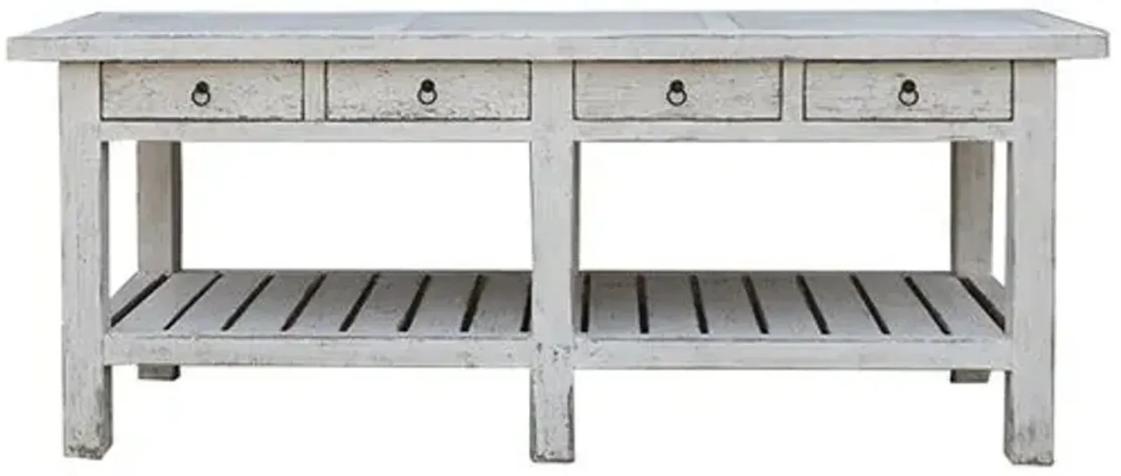 Althea Marble Top Console Table - Handcrafted - White