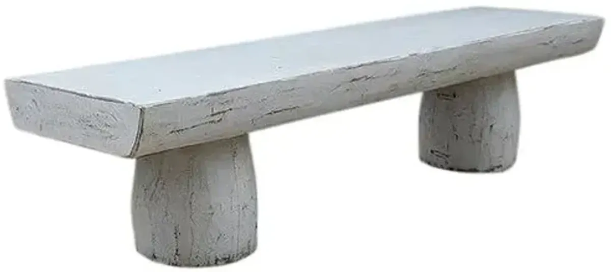 Alfie 68" Bench Table - Distressed White - Handcrafted