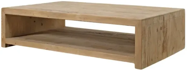 Jordana Coffee Table with Shelf, Natural Reclaimed Pinewood