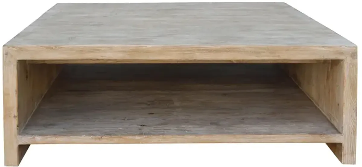 Jordana 48" Square Coffee Table, Natural Reclaimed Pinewood