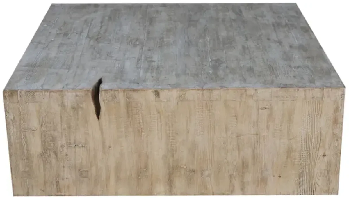 Jordana 48" Square Coffee Table, Natural Reclaimed Pinewood