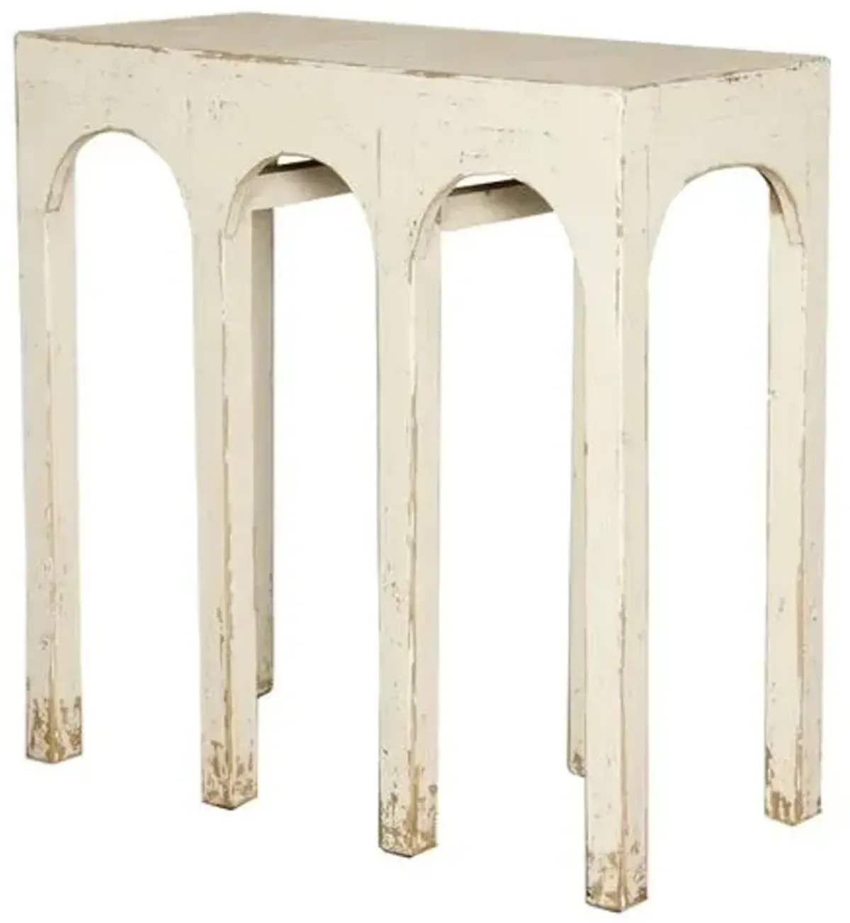 Ciarran 31" Arch Console Table - Distressed White - Handcrafted