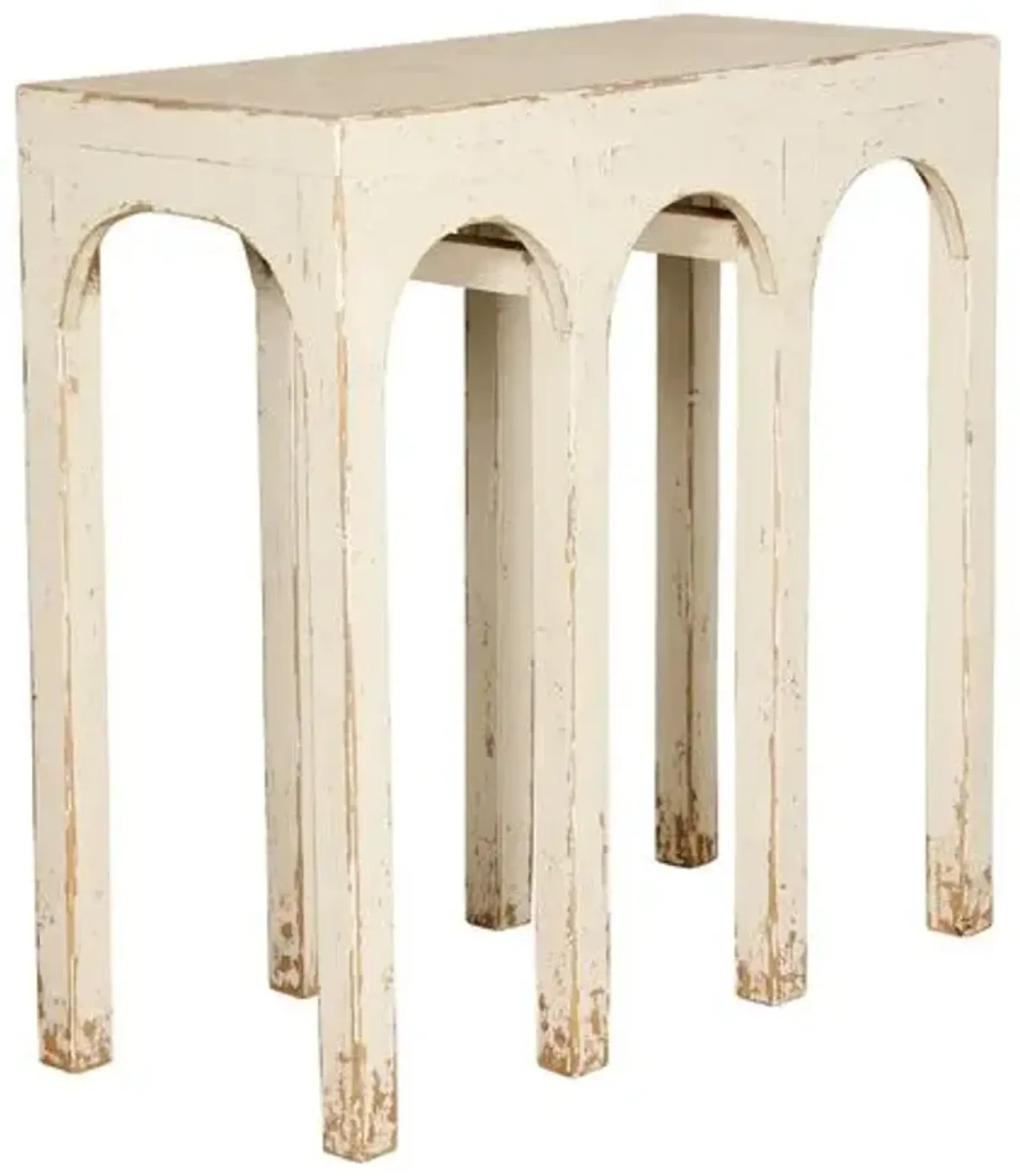 Ciarran 31" Arch Console Table - Distressed White - Handcrafted