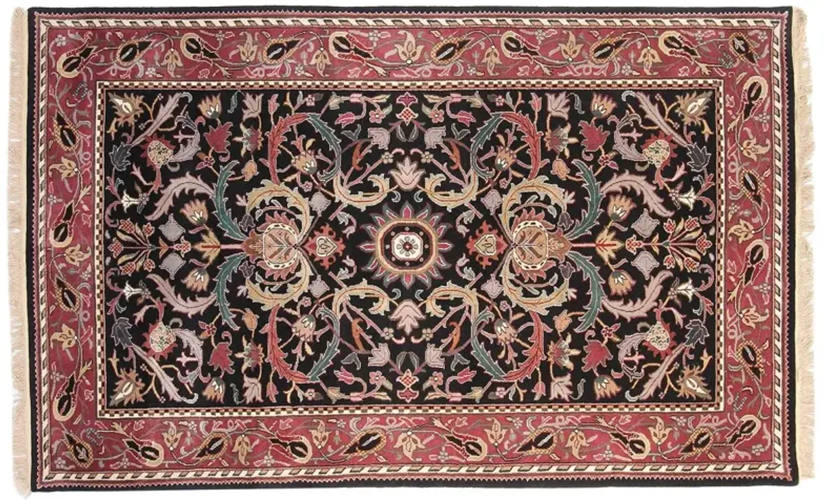 Moghul Rug, Black/Mauve, 4x6