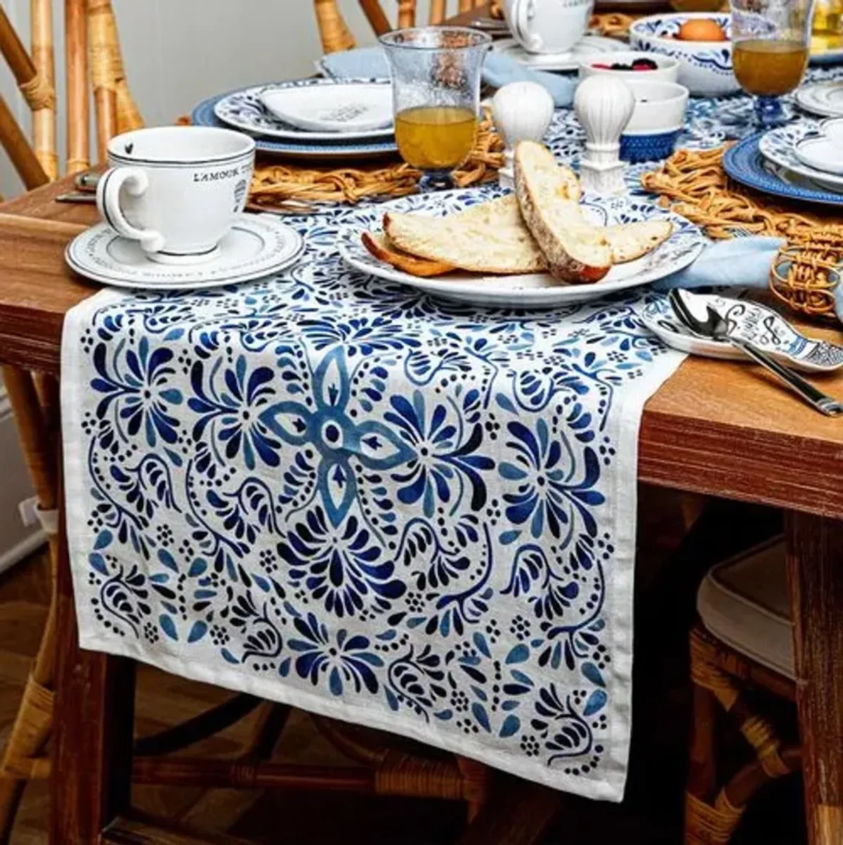 Iberian 18" x 90" Table Runner - Indigo - Juliska - Blue