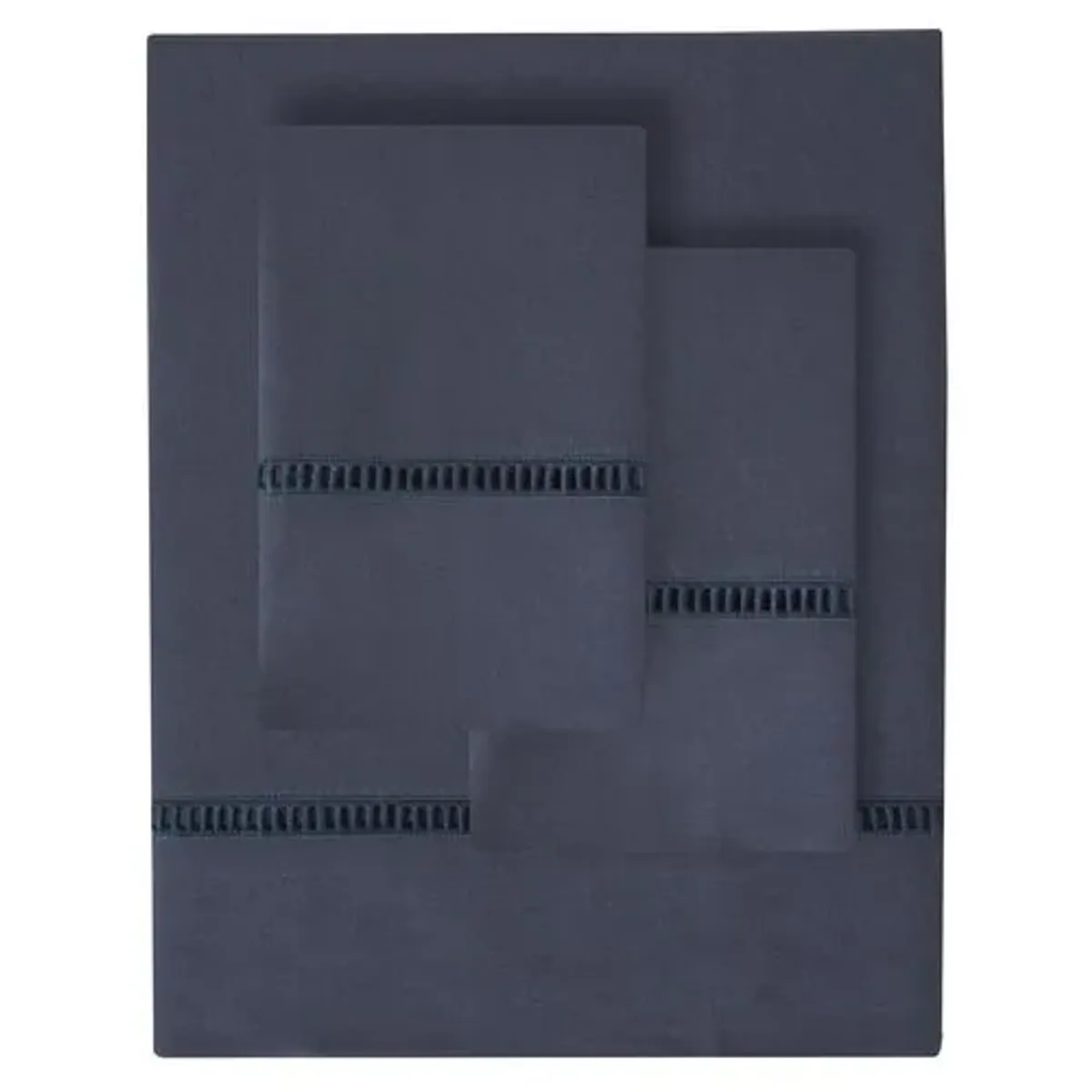 Ladder Lace Sheet Set - Belle Epoque - Blue, 300 Thread Count, Egyptian Cotton Sateen, Soft and Luxurious