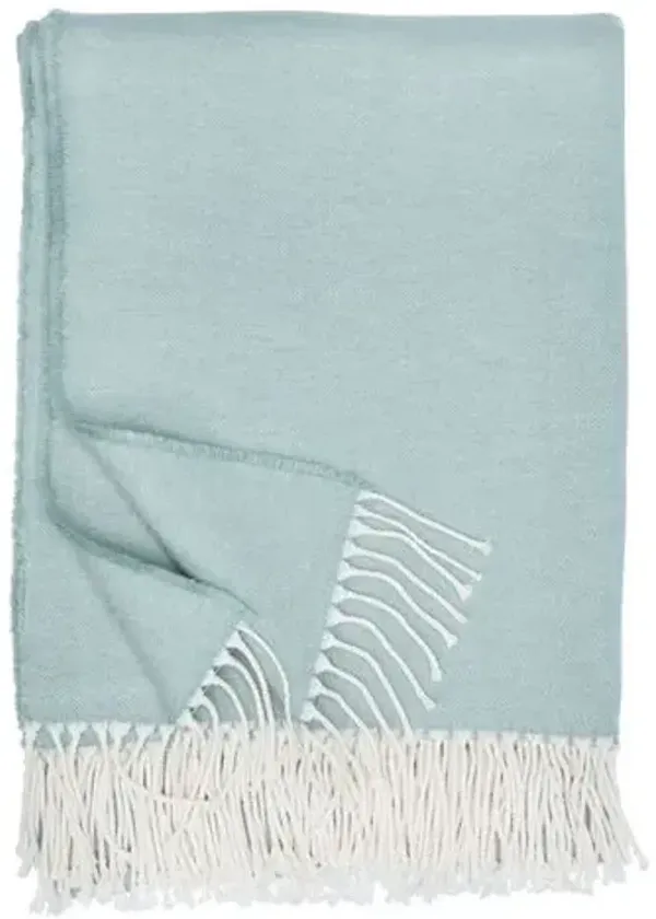 Stella Brushed Cotton Throw - Belle Epoque - Green - Lightweight, Soft, Warm