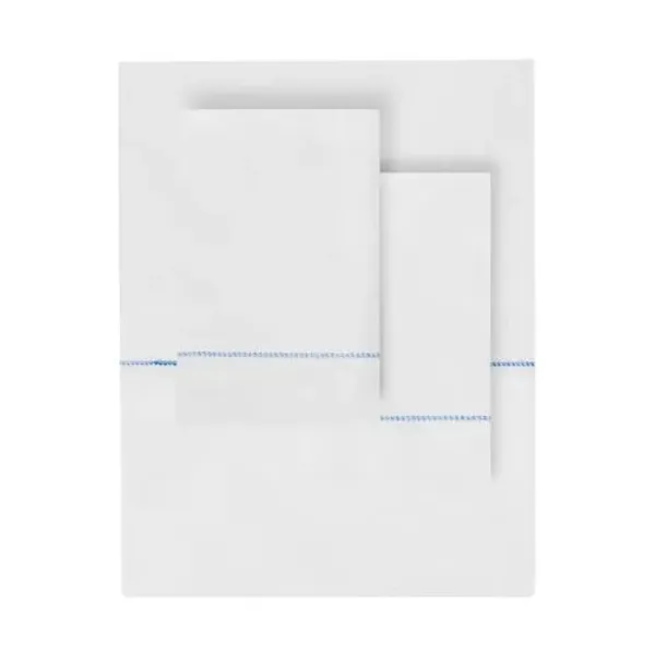 Hem Stitch Sheet Set - Belle Epoque - White, 300 Thread Count, Egyptian Cotton Sateen, Soft and Luxurious